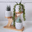 3pcs Owl Succulent Pots with 3 Tier Bamboo Saucers Stand Holder - White Modern Decorative Ceramic Flower Planter with Drainage - Home Office Desk Garden Mini Cactus Plant Pot Indoor Decoration
